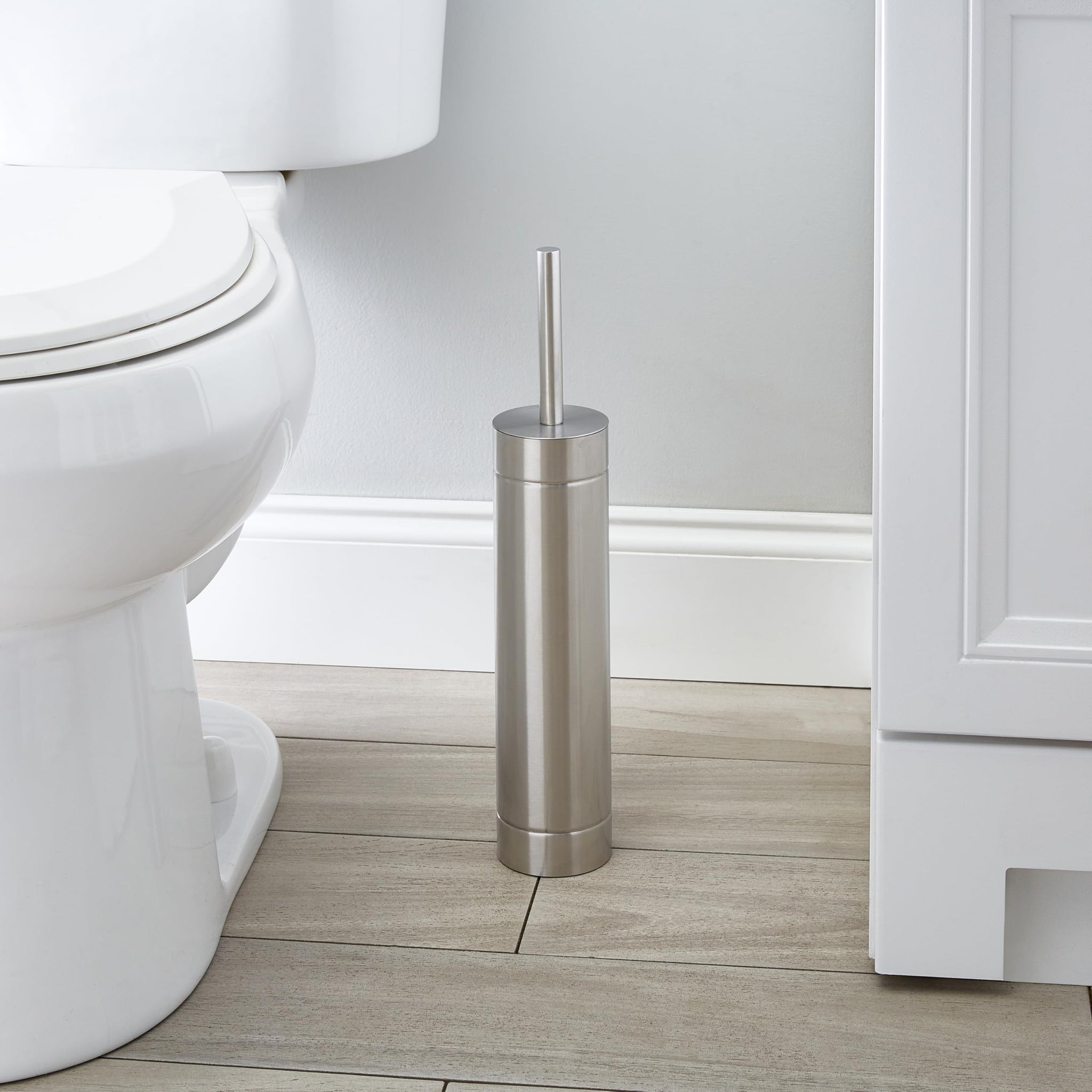 Bath Bliss Toilet Brush with Weighted Base | Slender Design | 360 Degree Brush | Bathroom Cleaning | Stainless Steel