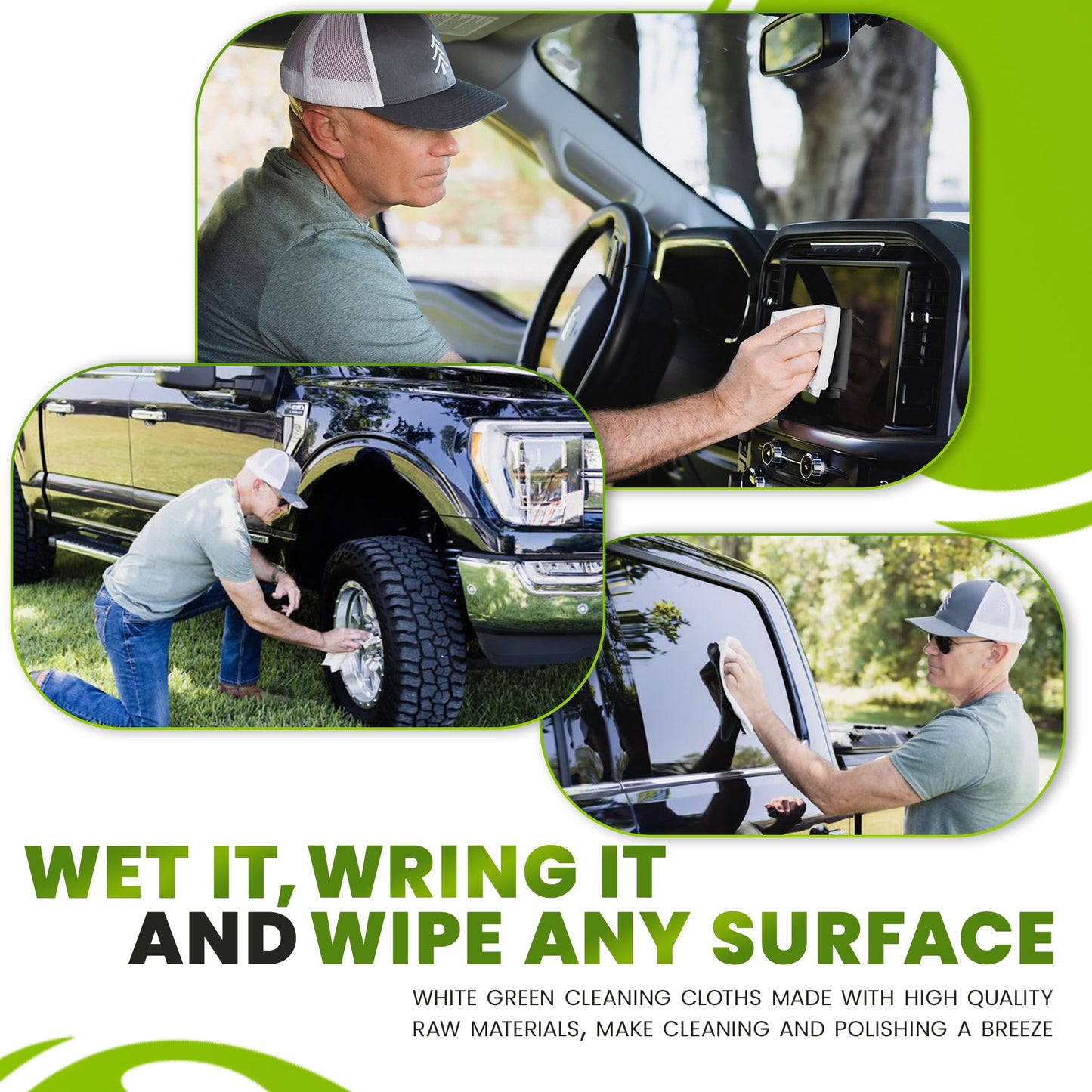 The White Green Cloth 1-Pack Reusable Cleaning Cloth for Streak-Free Windows, Mirrors & All-Purpose Cleaning - Chemical-Free, Absorbent, Non-Abrasive