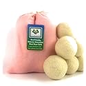 Six Eco-Friendly Wool Dryer Balls Free Eco-Felt Gift Bag, Handmade in America, Natural and Unscented, (Baby Pink)