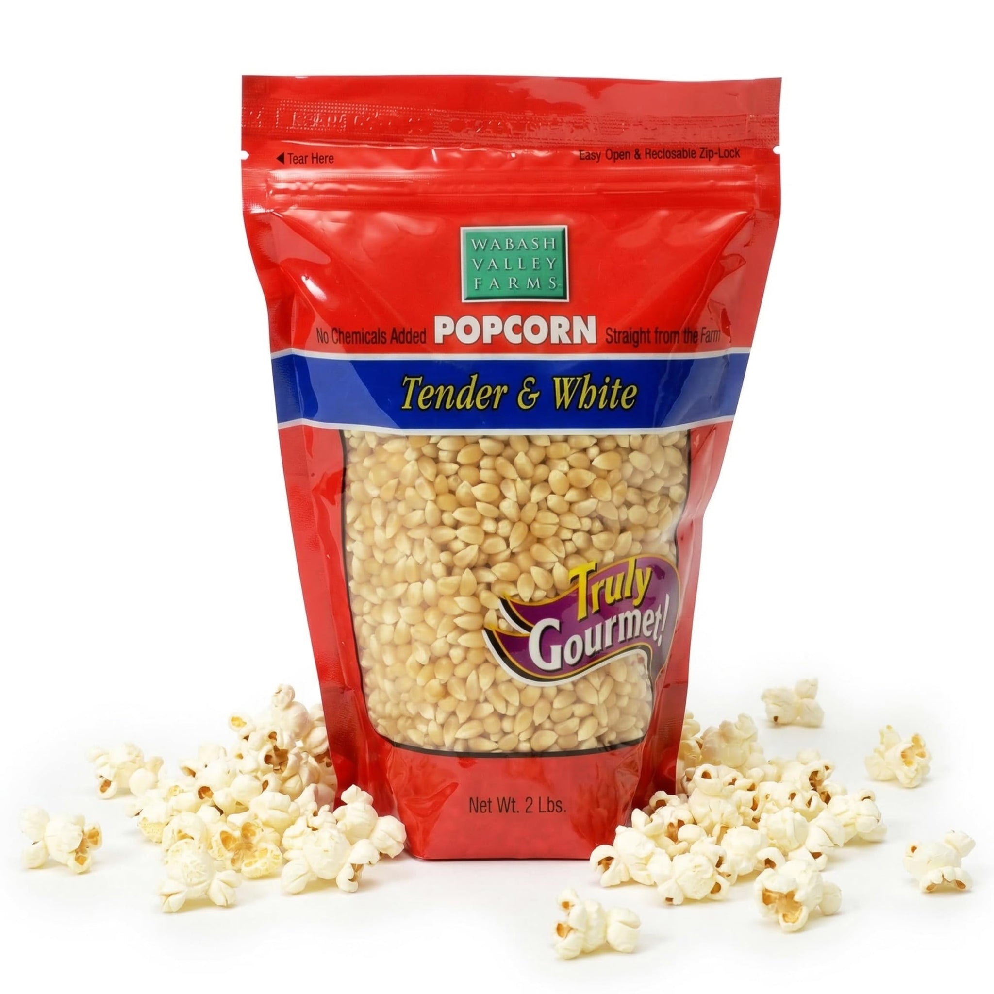 Wabash Valley Farms Tender White Popcorn Kernels - Whole Grain Non-GMO Popping Corn for Homemade Popcorn, Movie Night & Whirley Pop - 2 lb Bag, Tender