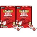 Twinings English Breakfast Black Tea K-Cup Pods for Keurig, 24 Count (Pack of 2), Smooth, Flavourful, Robust, Caffeinated, Enjoy Hot or Iced