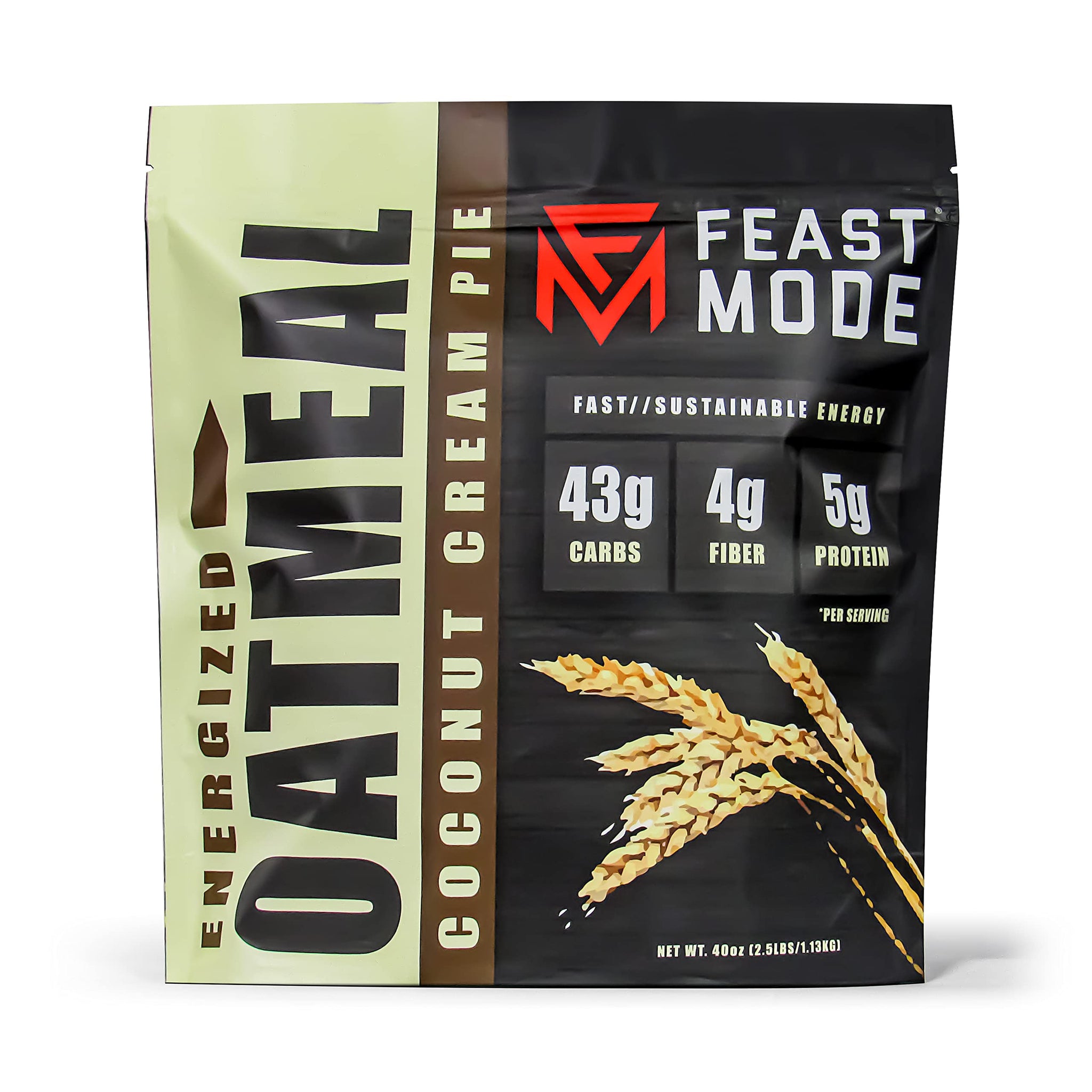 NEW! Energized Oatmeal Coconut Cream Pie - Feast Mode Flavors - 40 ounce, 2.5 pounds, 30 servings, breakfast healthy health antioxidants gluten free
