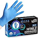 SwiftGrip Disposable Nitrile Exam Gloves, Blue, Nitrile Gloves Disposable Latex Free, Medical Gloves, Cleaning Gloves, Food-Safe Rubber Gloves, Powder