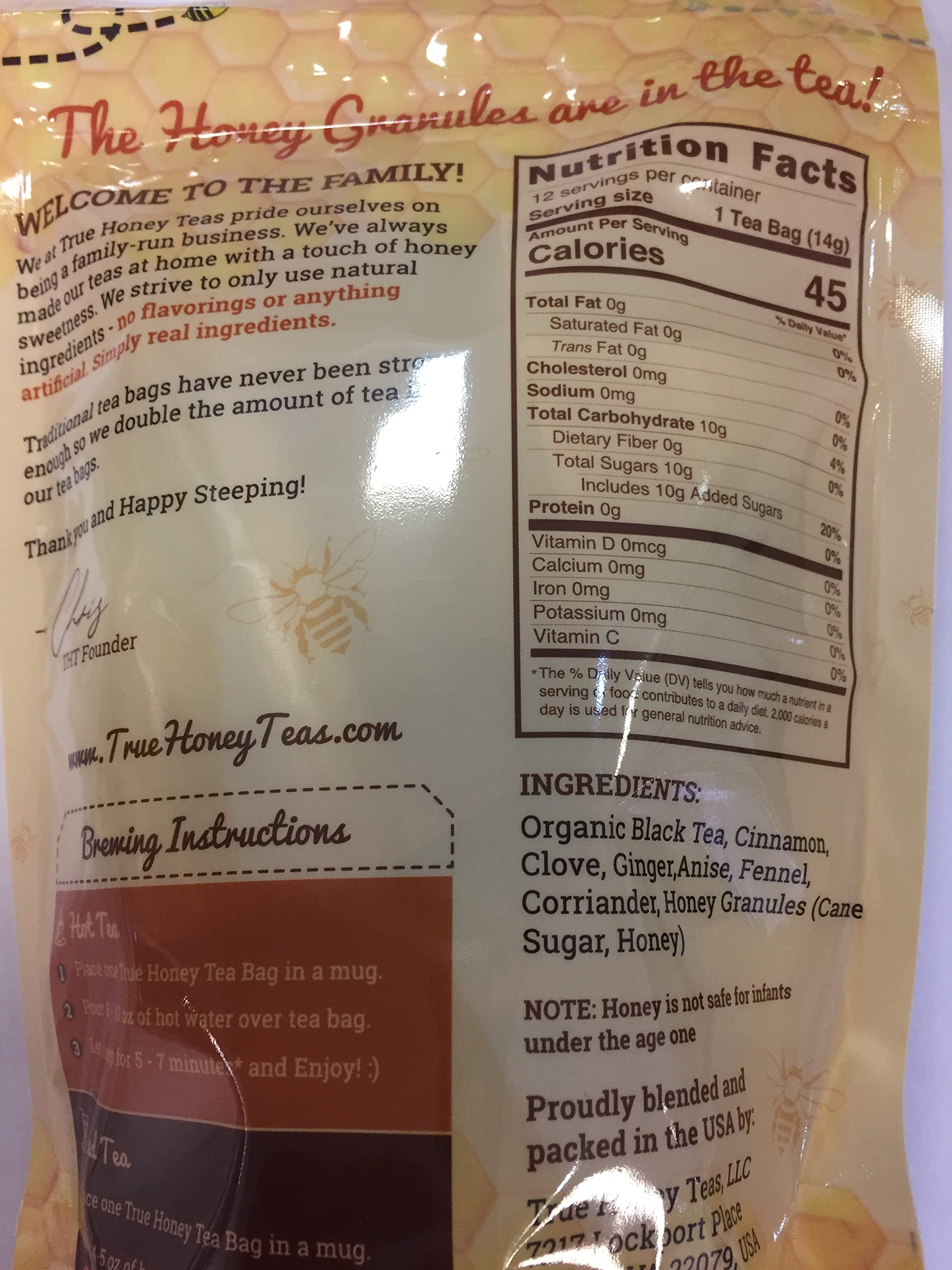 Honey Infused Spiced Chai Single Serve Tea (12)