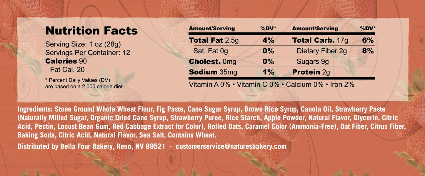 Nature's Bakery Whole Wheat Fig Bar, Strawberry, 6 Count (Pack of 12)