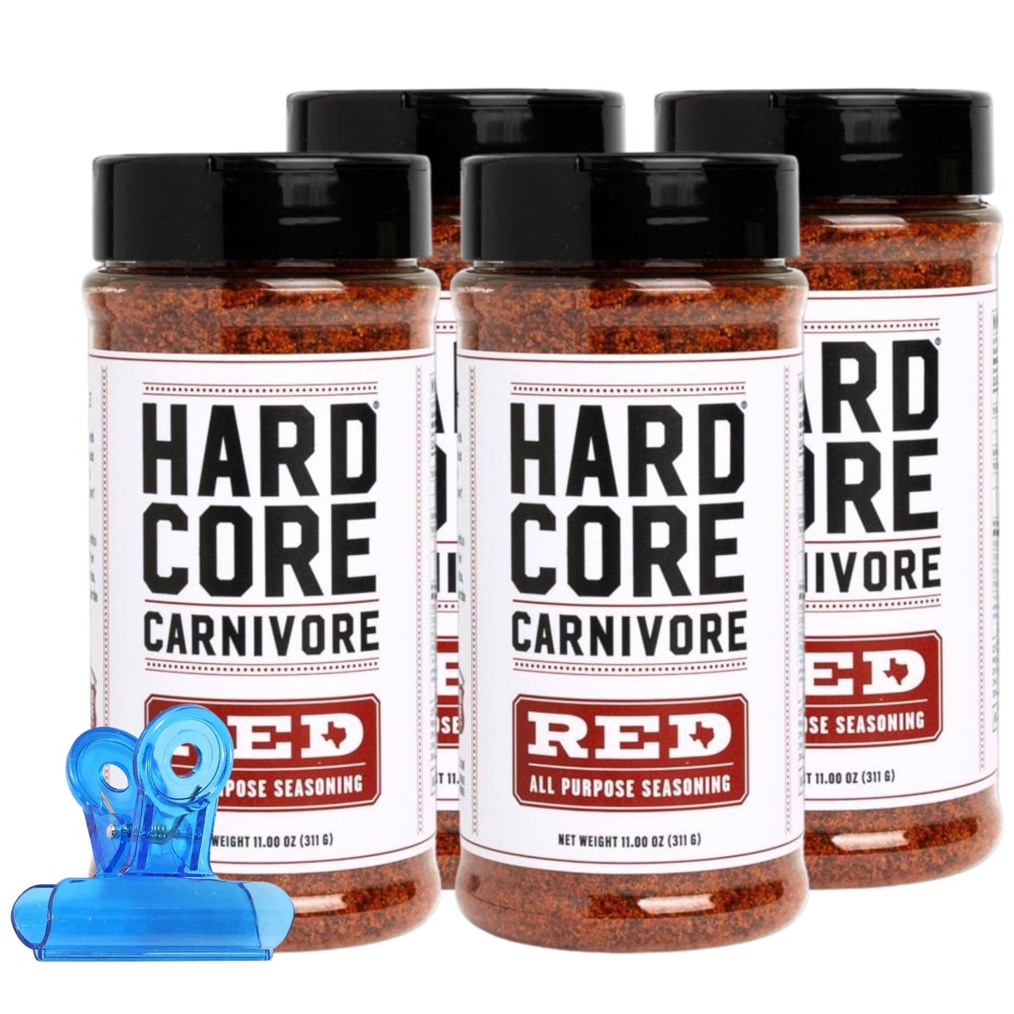 Hardcore Carnivore Red Bar-B-Q Rub Seasoning - 11 oz Bottles, 4 Pack - Rib Rub and Brisket Rub for Grilling - Burger Seasoning and Steak Rub - Meat