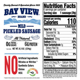 Bay View All Natural Pickled Sausage, No Artificial Ingredients, Nitrates or Nitrites, MSG and Gluten Free, Minimally Processed (8.3 Ounce, Mild)