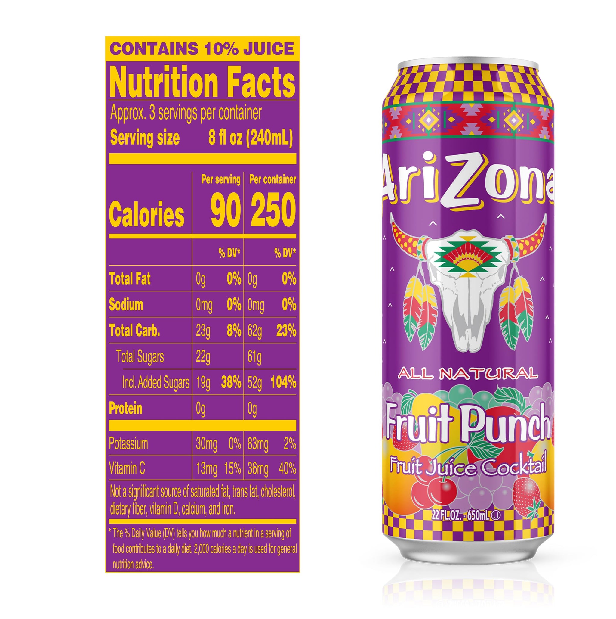 AriZona Fruit Punch - Big Can, 22 Fl Oz (Pack of 24)