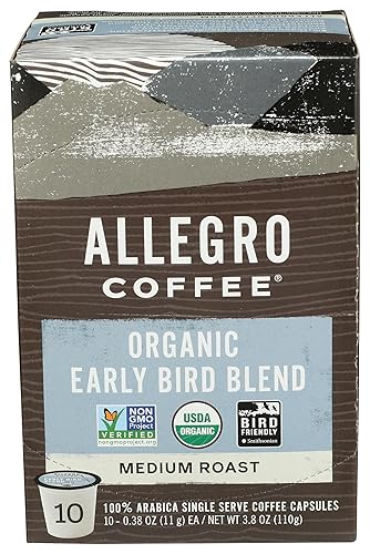 Allegro Coffee, Coffee Early Bird Blend Pods Organic 10 Count, 3.8 Ounce