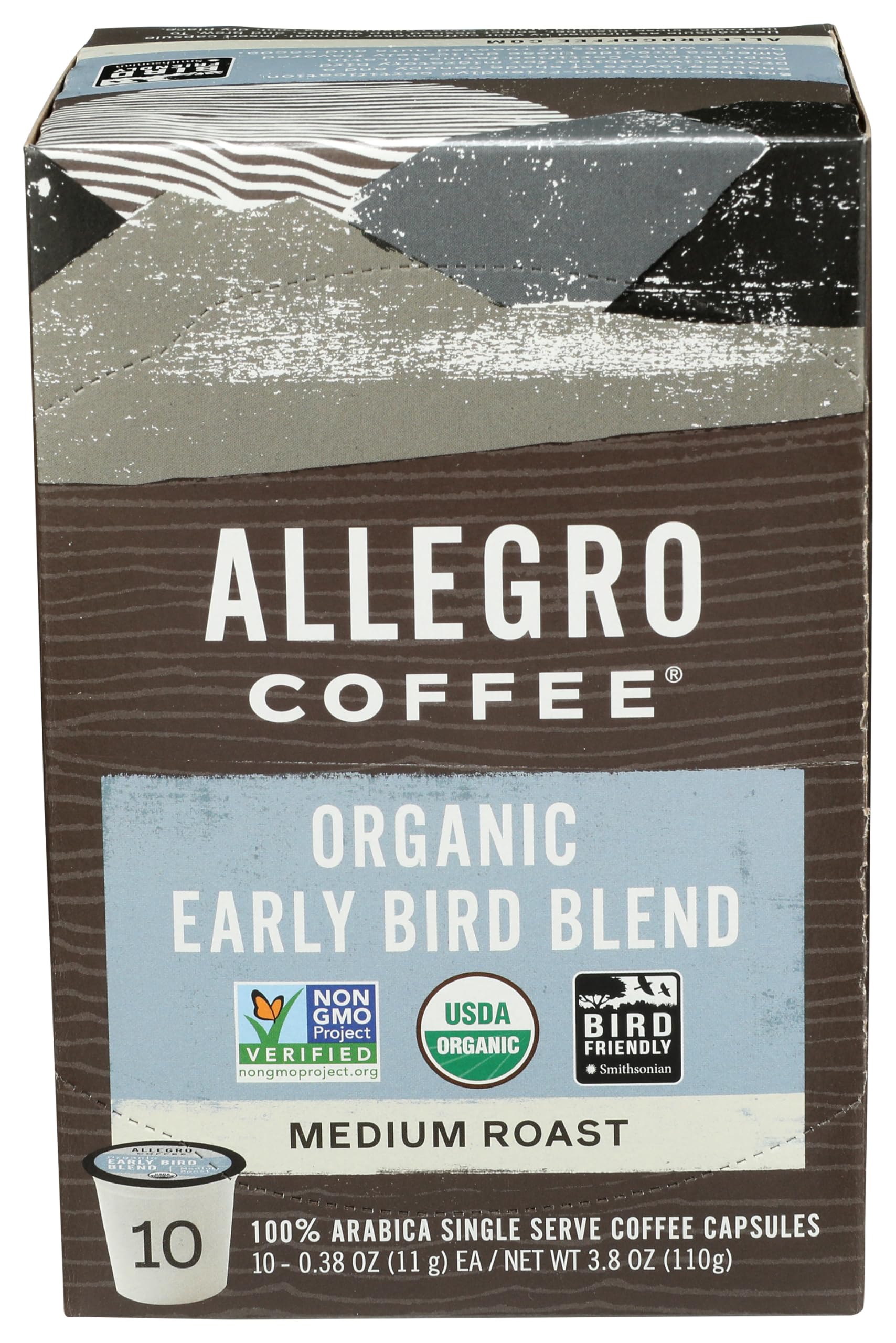 Allegro Coffee, Coffee Early Bird Blend Pods Organic 10 Count, 3.8 Ounce