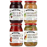 European Salad Set - Four 32 Oz Jars of Pickled Vegetables includes German Salad, Greek Salad, Beet & Leek Salad, and Marinated Peppers