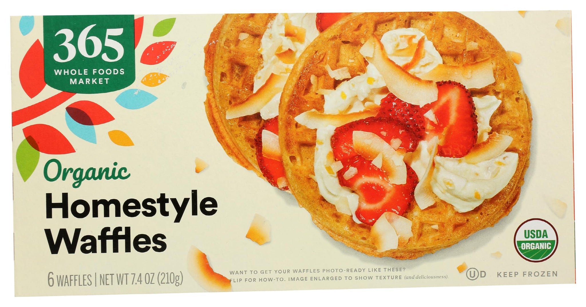 365 by Whole Foods Market, Organic Homestyle Waffles, 6 Pack, 7.4 oz