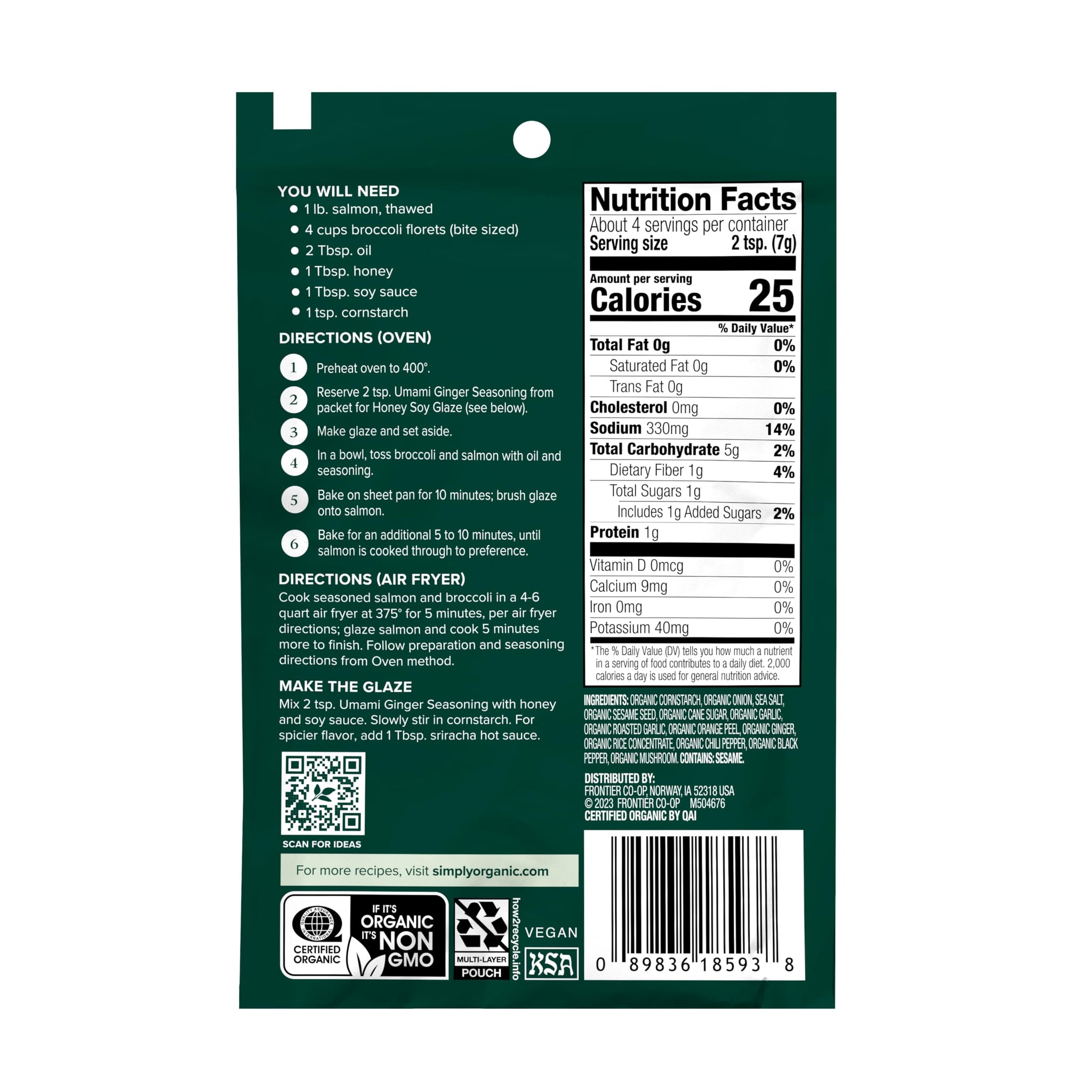 Simply Organic Sheet Pan Seasoning, Umami Ginger, 0.99 Ounce (Pack of 1)