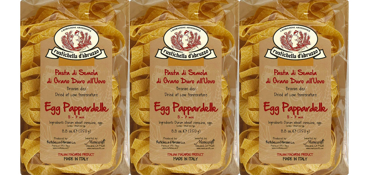 Rustichella D Abruzzo Pasta Pappardelle Egg, 8.8 oz 3-pack