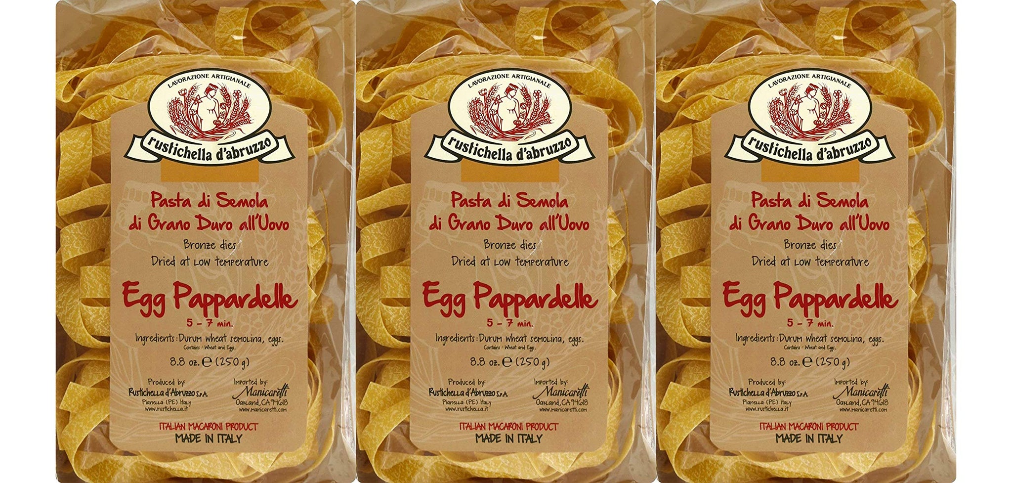 Rustichella D Abruzzo Pasta Pappardelle Egg, 8.8 oz 3-pack