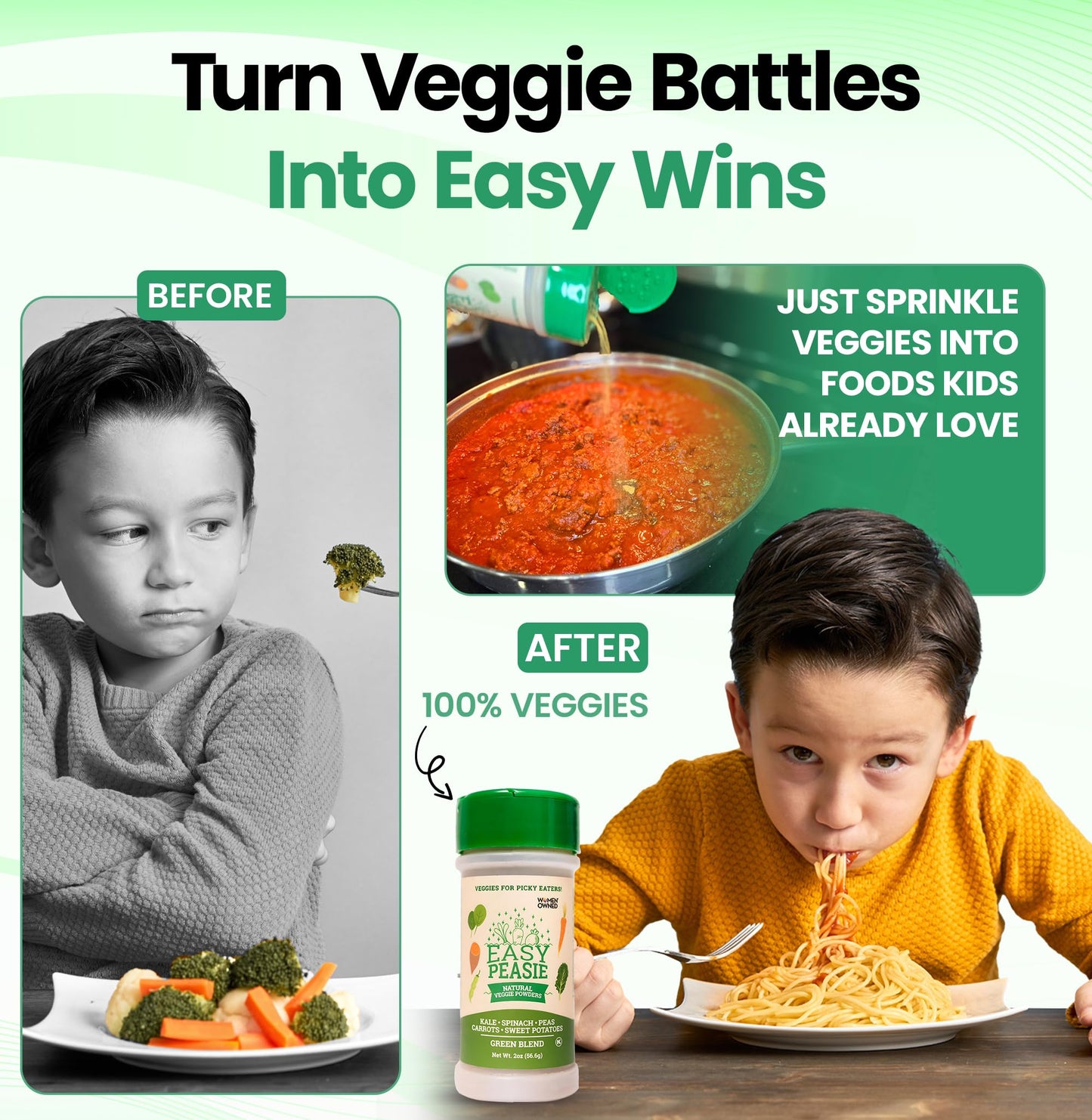 Easy Peasie Veggie Powder | Created by a Pediatrician | 3-Pack, Ages 2+