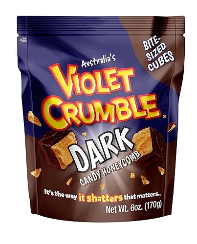 Violet Crumble Dark Chocolate Honeycomb Candy Chunks - Imported From Australia - 1 Bag