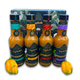Kalalu Caribbean Hot Sauce Gift Set by Chiletico - 4-Pack Sampler (Mild, Medium, Hot, Extra Hot) - Authentic Costa Rican Flavors - 4.9 oz Each - Total
