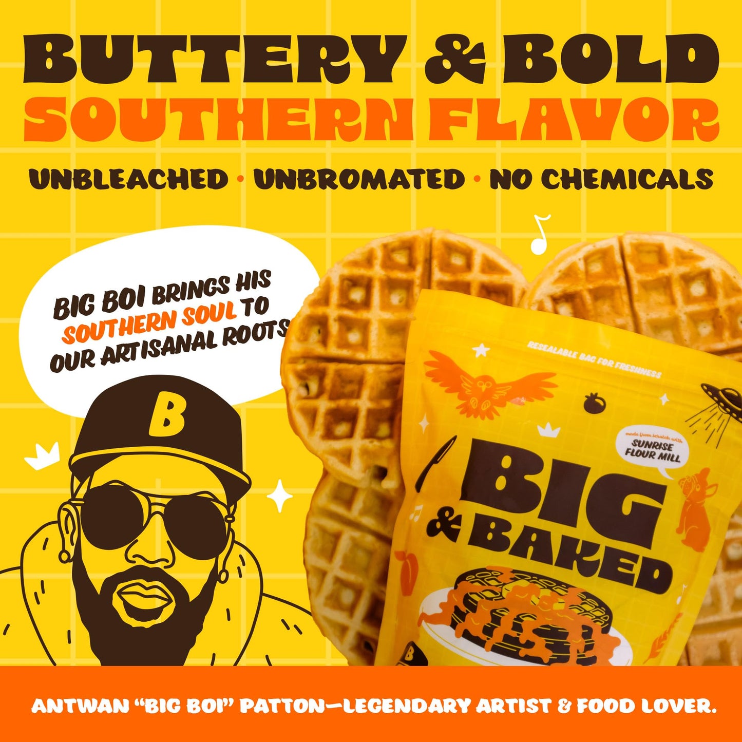 Sunrise Flour Mill Big & Baked Waffle Mix | 2 LB | Organic Heritage Wheat | Light, Crisp & Flavorful | Easier to Digest than Modern Wheat | No Artificial Ingredients | Non-Aluminum Baking Powder