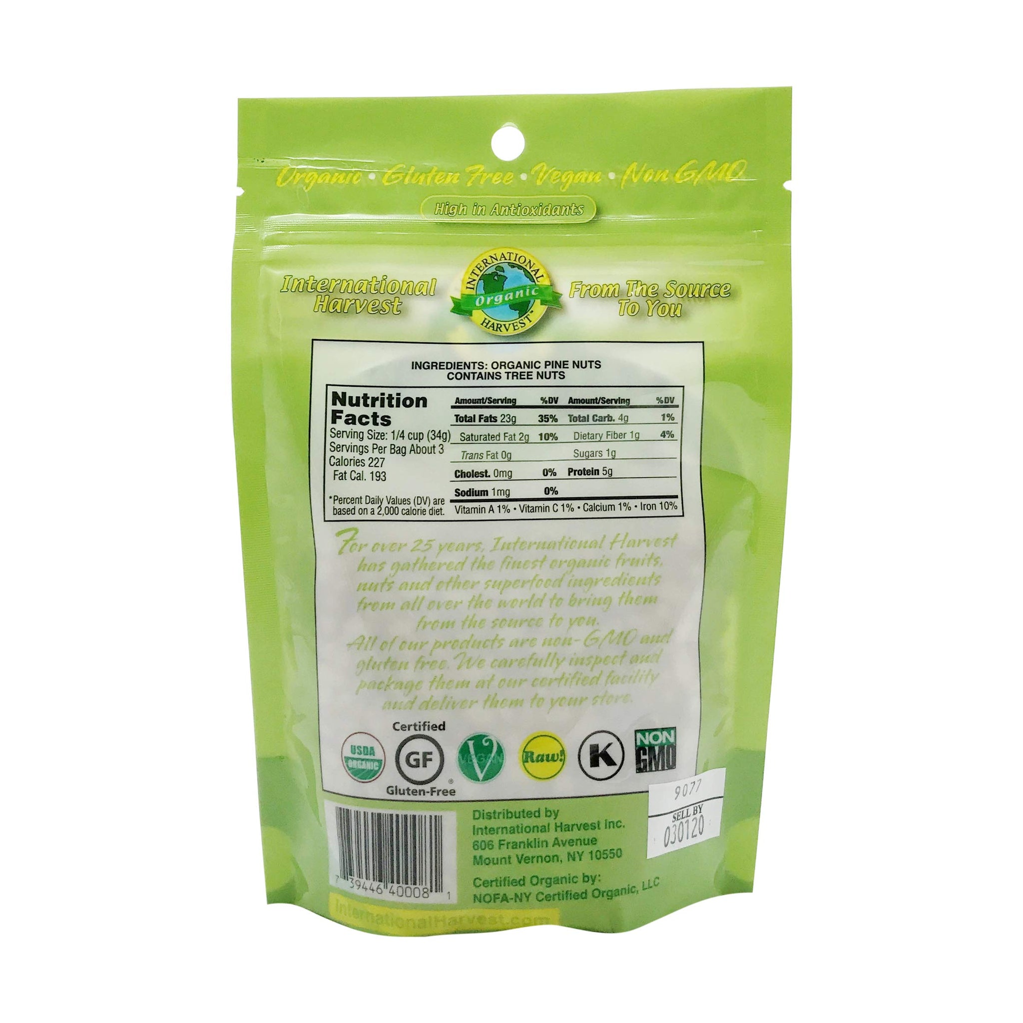 International Harvest Organic Raw Pine Nuts, 4 OZ