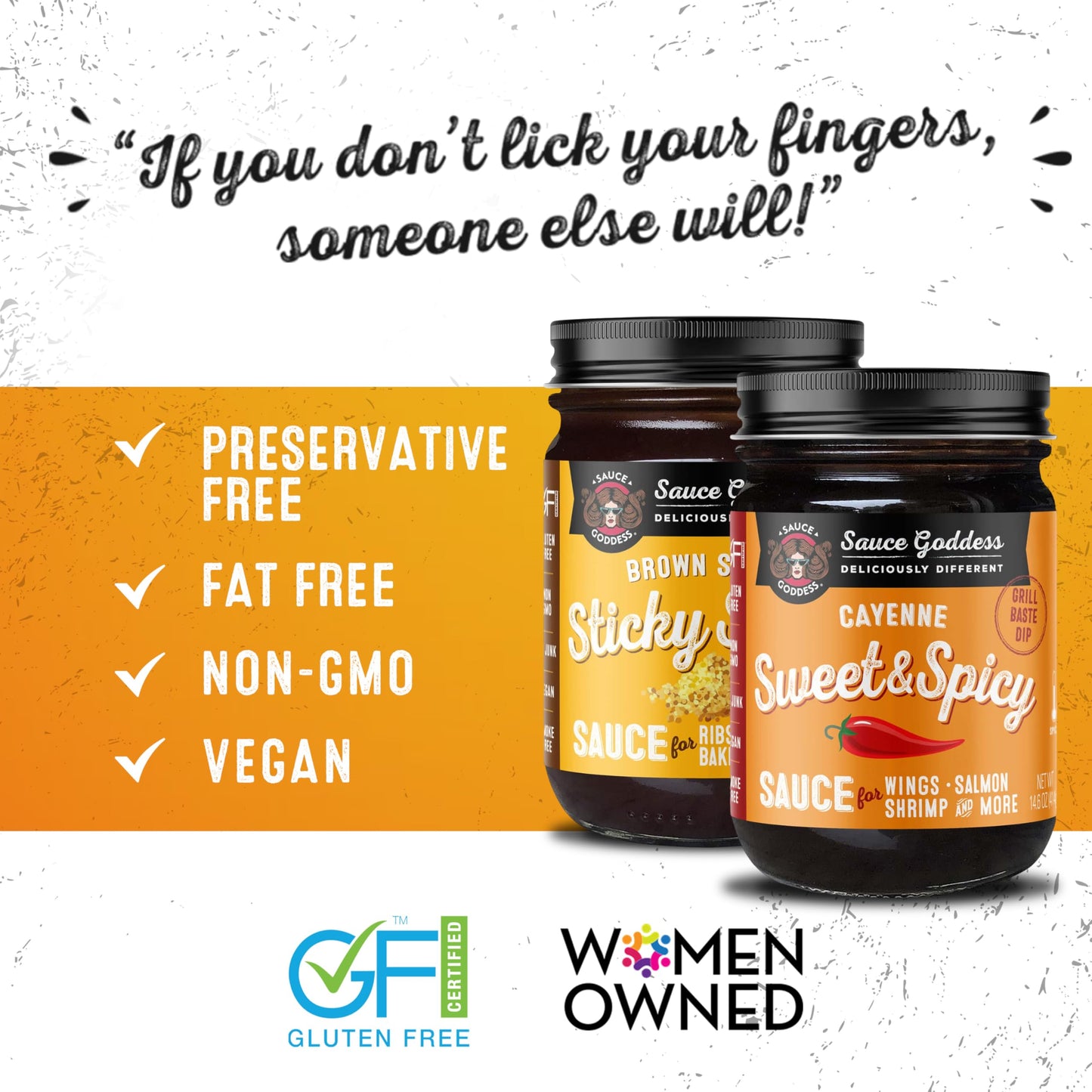 Sauce Goddess - Sticky Sweet & Sweet & Spicy Cayenne BBQ Sauces - Gluten-Free, Vegan, No Additives, No GMOs, 6 Jars, Ideal for Grilling