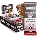 Defender Vegan Protein Bar, Cinnamon Churro Oatmeal, Plant Based Snack or Breakfast Bars, Psyllium Husk, Dandelion Root, High Fiber, Non GMO, Kosher