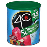 4C Reduced Sugar Powdered Drink Mix Canisters, Iced Tea 1 Pack, 28 Quarts, Family Sized Canister, Thirst Quenching & Refreshing Flavors (Fruit Punch