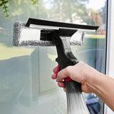 Libman 3-in-1 Window Squeegee Spray Tool - Spray Bottle with Microfiber Scrubber and Rubber Blade - All-in-One Glass Cleaner - Streak-Free Shine