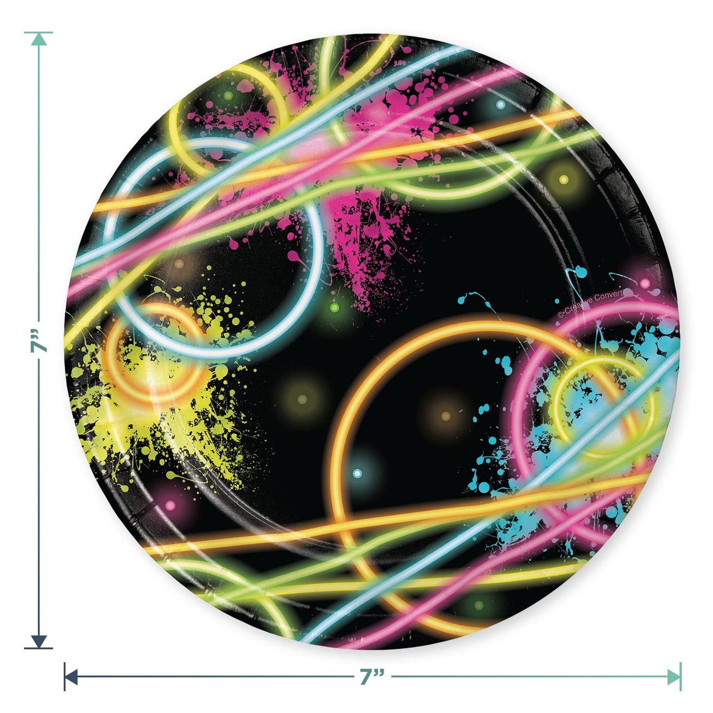 Glow Party Paper Dessert Plates, Beverage Napkins, and Forks (Serves 16)