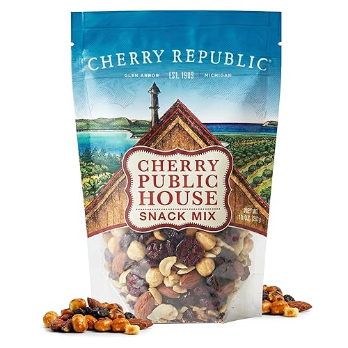 Cherry Republic Public House Snack Mix, 10 oz Bag - Sweet and Salty Pub Mix with Dried Cherries, Hickory Smoked Almonds & Salted Pretzels - Crunchy