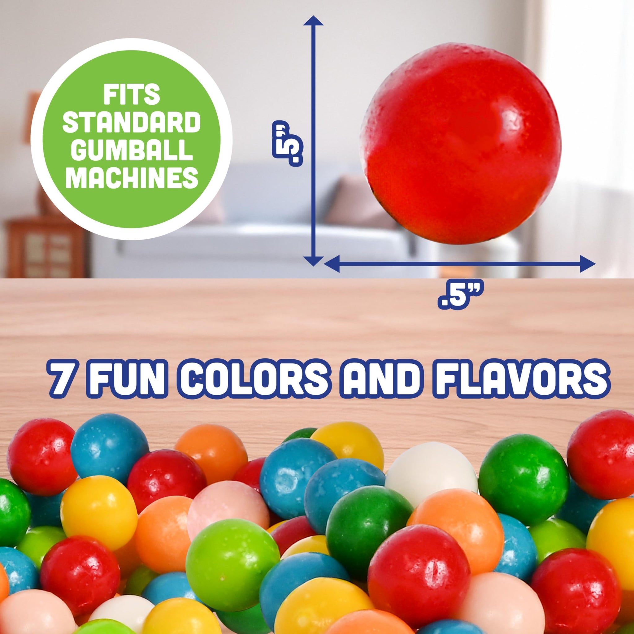 Toymendous Gumballs for Gumball Machine, 15oz Assorted Chewing Gum Fruit Flavored Bubble Gum, Gluten Free, 193 pieces