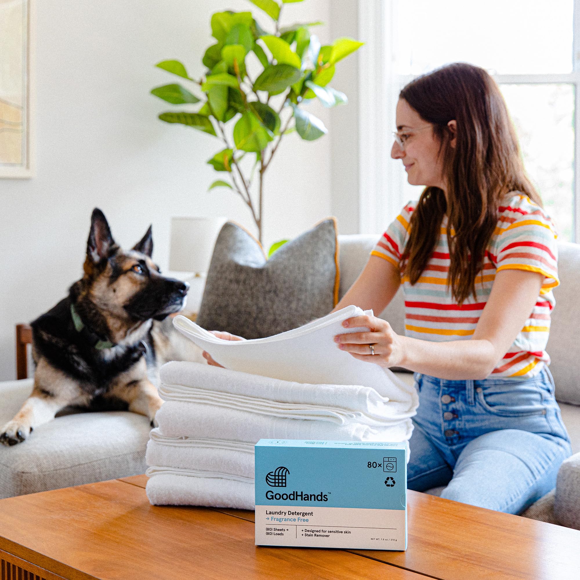 GoodHands Laundry Detergent Sheets - Tough on Stains, Gentle on Skin - Travel Size Laundry Detergent, Unscented, Eco-Friendly & Hypoallergenic - 4