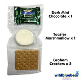 WBB | SMORES KIT STRIP | Individually packaged set : Graham Crackers, Marshmallow, Chocolate | Make delicious smores (100 sets) (Dark Mint Chocolate)