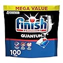 Finish Quantum Dishwasher Pods, No Pre-Rinse Dishwasher Detergent Soap Removes 24HR Dried-On Stain and Grease, Leaving a Virtually Spotless Shine, 100