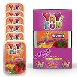 Halal Gummy Worms | 6 Pack Bundle (6x7 oz Tubs) | Colorful Fruit-Flavored Gummy Worms | Resealable Tubs in Bulk with Display Box | Halal Bulk Gummy