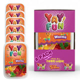 Halal Gummy Worms | 6 Pack Bundle (6x7 oz Tubs) | Colorful Fruit-Flavored Gummy Worms | Resealable Tubs in Bulk with Display Box | Halal Bulk Gummy