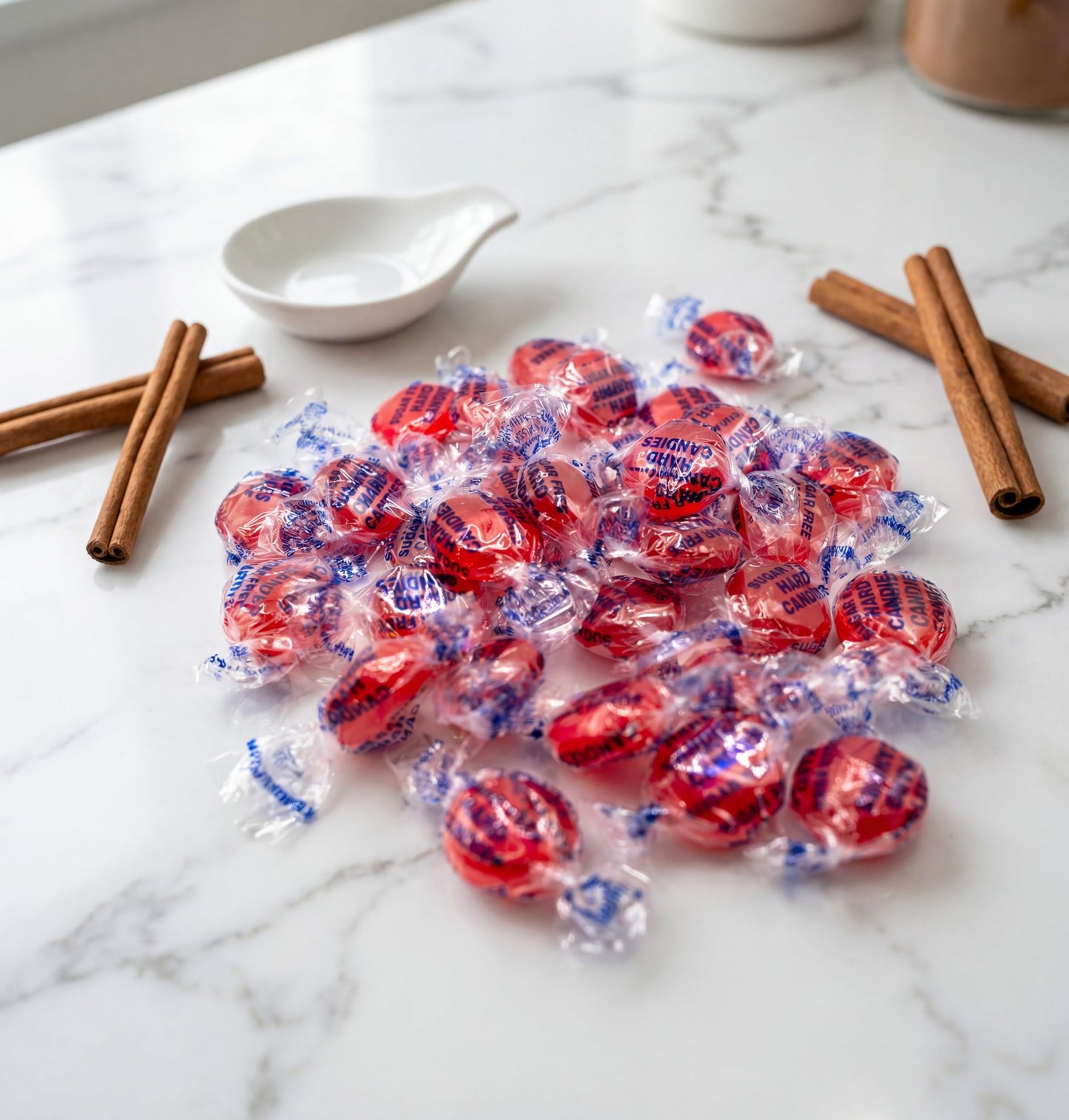 Sugar Free Cinnamon Hard Candy - 1 lb Bulk Bag - Individually Wrapped Sweet and Spicy Cinnamon Discs - Low?Carb