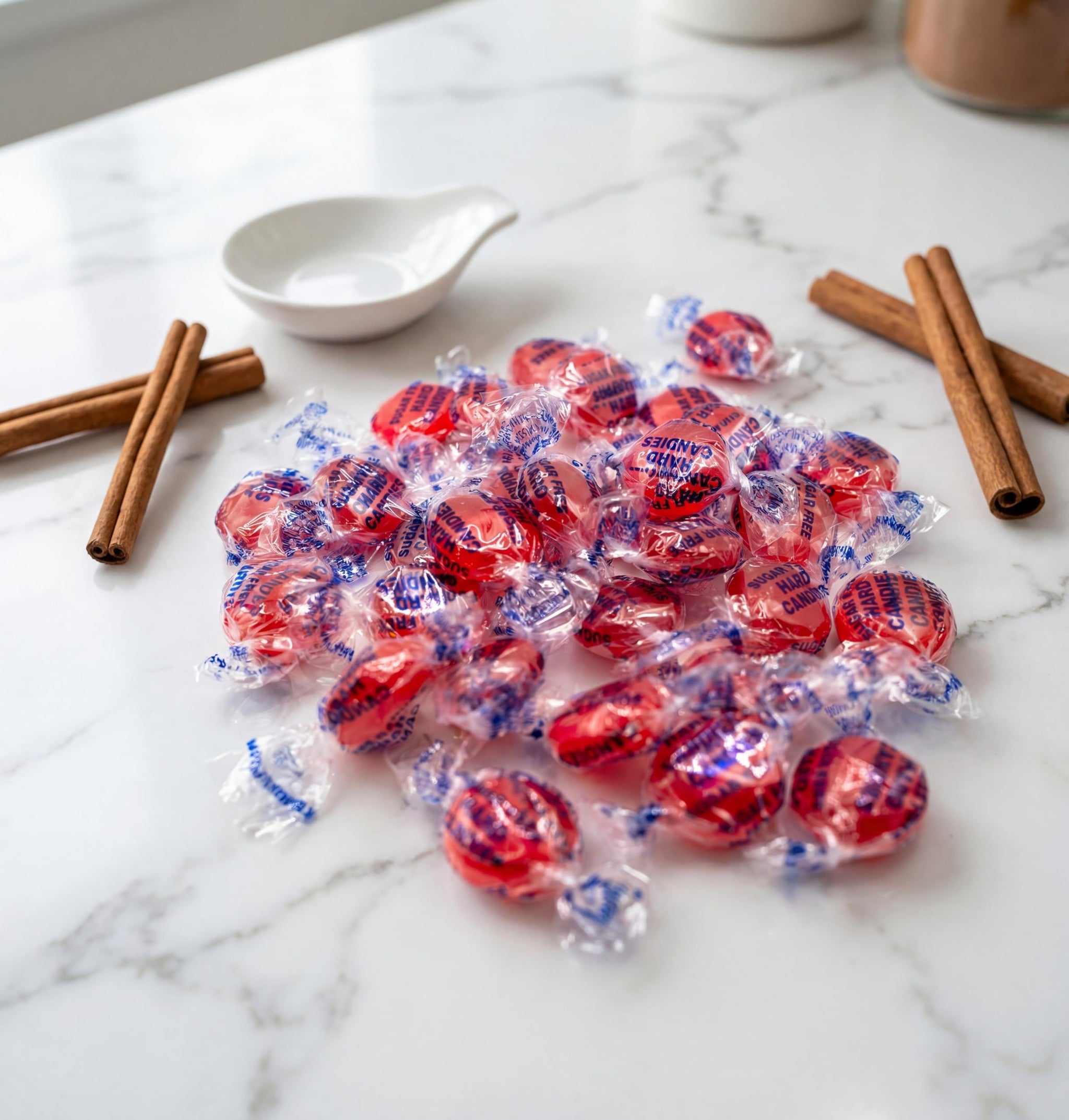 Sugar Free Cinnamon Hard Candy - 1 lb Bulk Bag - Individually Wrapped Sweet and Spicy Cinnamon Discs - Low?Carb
