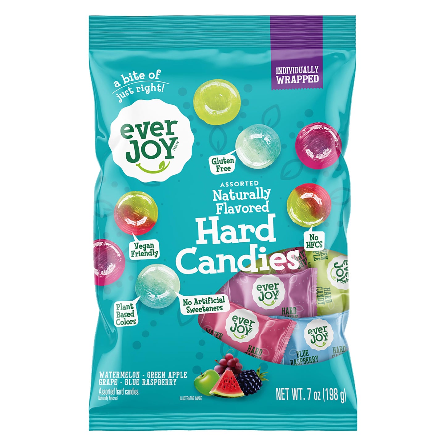 EverJoy Fruit Hard Candy Assortment, Naturally Flavored, Individually Wrapped Hard Candy Mix, 7 oz Bag (Pack of 1)