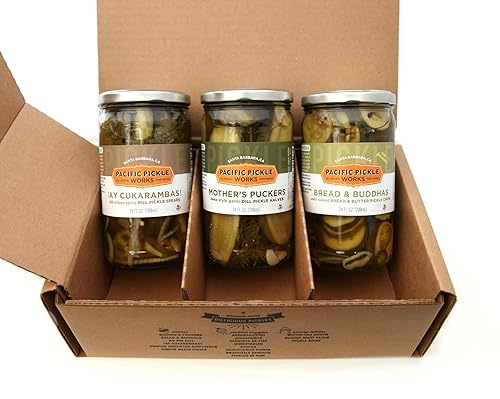 Pacific Pickle Works - 'The Classics' Pickle Variety Pack - Three jars of pickles - Mother's Puckers Home-style pickles, Bread & Buddhas semi-sweet