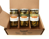 Pacific Pickle Works - 'The Classics' Pickle Variety Pack - Three jars of pickles - Mother's Puckers Home-style pickles, Bread & Buddhas semi-sweet