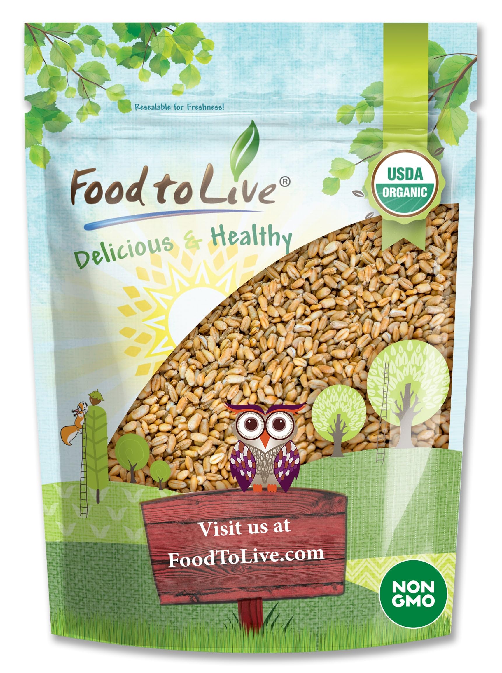 Food to Live Organic Hulled Barley, 2 Pounds - Non-GMO, 100% Whole Grain, Kosher, Vegan, Bulk. Suited for Home Brewing, Grinding. High in Fiber. Great for Chili, Hot Cereal, Salads, Soup.