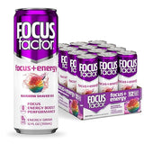 Focus Factor Energy Drink - 12 x 355ml Cans (Rainbow Shaved Ice Flavor) - with Focus + Energy - Lightly Carbonated, Sugar Free, Low Calorie