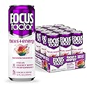 Focus Factor Energy Drink - 12 x 355ml Cans (Rainbow Shaved Ice Flavor) - with Focus + Energy - Lightly Carbonated, Sugar Free, Low Calorie