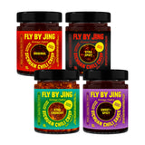 FLYBYJING Chili Crisp Bundle: Four Premium Chili Sauces Good on Noodles, Proteins, Veggies & Everything - Spicy, Savory, Crunchy Vegan Hot Sauces