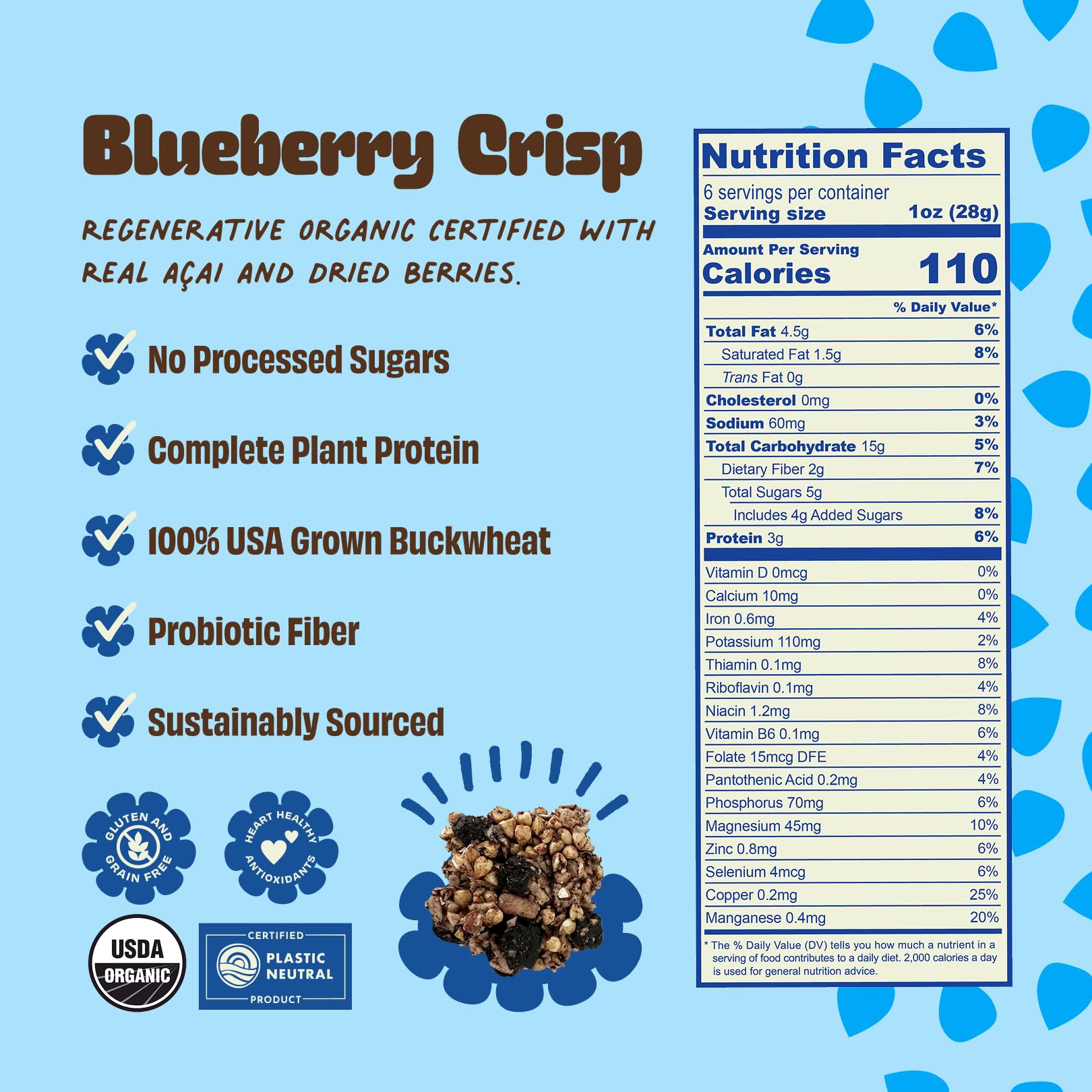 Clusterbucks Superfood Clusters - Grain-Free, Keto-Friendly Granola with Regeneratively Grown Sprouted Buckwheat- Gluten-Free, Low-Carb, Organic