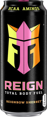 REIGN Total Body Fuel, Reignbow Sherbet, Fitness & Performance Drink, 16 Fl Oz (Pack of 12)