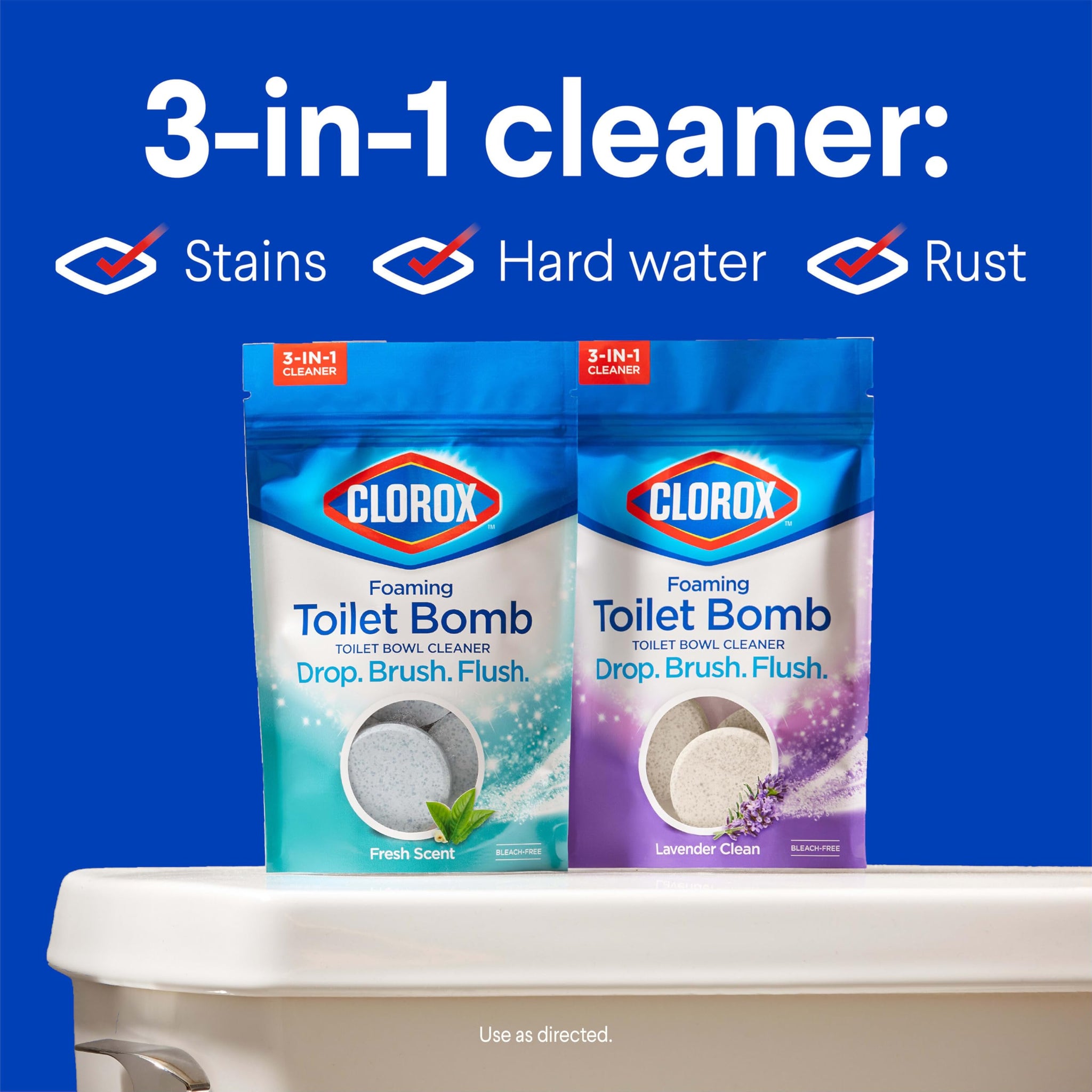 Clorox Foaming Toilet Bomb Toilet Bowl Cleaner, Bleach Free, Lavender Clean, 5 Count