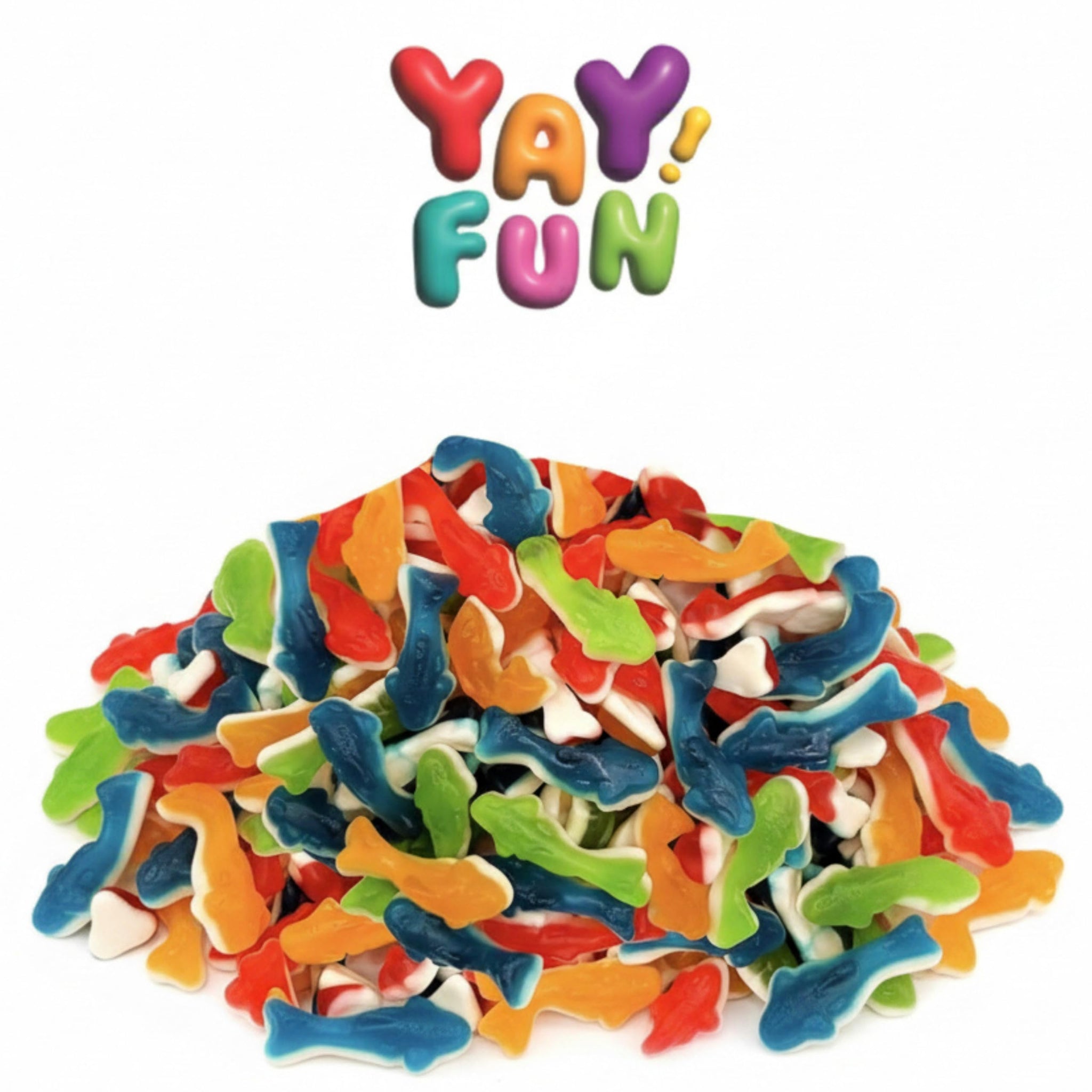 Assorted Shark Gummy Candy Mix, Halal Candy Bulk 2 Pound Bag | Fruit Flavored Shark Gummies | Kids Party Candy for Goodie Bags, Candy Buffets & Bulk