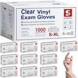 Schneider Clear Vinyl Exam Gloves, 4-mil, Small 1000-ct Case, Latex-Free, Disposable Gloves, Medical Gloves, Cleaning Gloves, Food Prep Gloves, Food